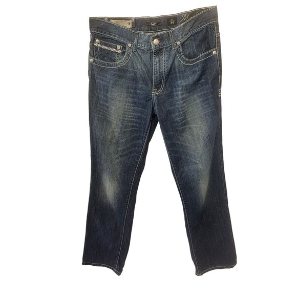 Marc Ecko Cut & Sew Jeans Mens Sz 34x33 Straight Leg Fleur Pocket Y2K Denim - Picture 2 of 12